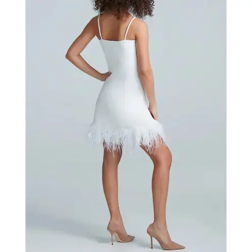 Commando Faux Leather Spaghetti A-line Dress with
Feathers in White NWT