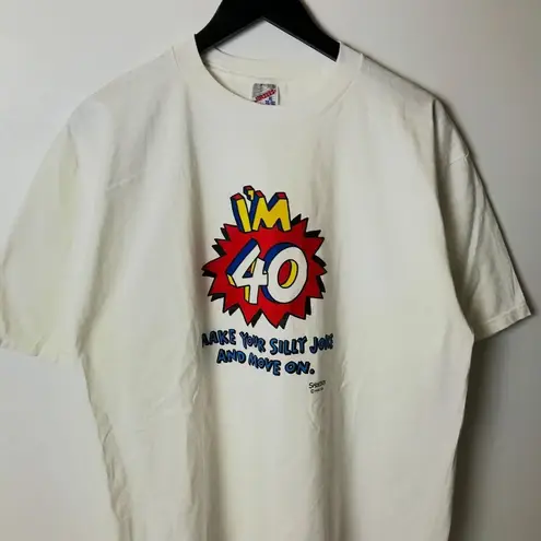 Vintage I'm 40 Silly Joke T Shirt White XL Extra Large Graphic Tee Funny Humor