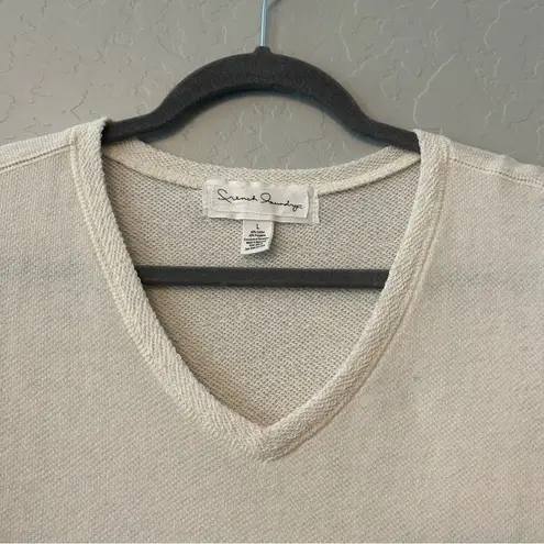 French Laundry ⭐️ cream colored pocket front sweater with lace details size large