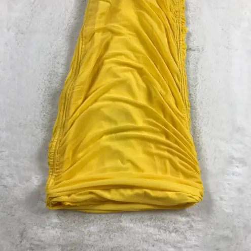 Material Girl  Yellow Ruched Mesh Adjustable Pencil Skirt NWT XXS