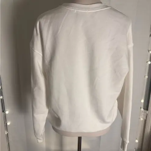 Better Together White Crewneck Sweatshirt Small Cherry Bow Embroidery