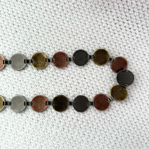 Vintage Metal Mixed Color Hammered Round Coin Plate Chain Link Belt One Size