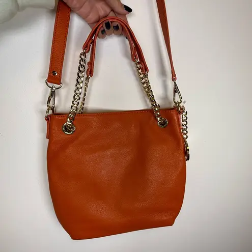 MICHAEL Michael Kors Soft Orange Leather Gold Chain Shoulder/Crossbody/Hand Bag