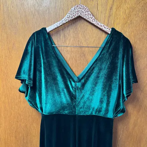 Revelry Gwen Velvet Short Sleeve Midi Maxi Long Dress Formal Emerald Green 14