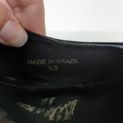 LARROUDE Black Patent Leather Olivia Platform Mary Jane Pump Chunky Women's 9.5