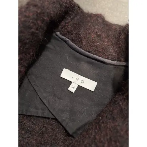 IRO Womens Blazer Burgundy Rafa One Button Oversized Alpaca Wool Jacket 36 Small