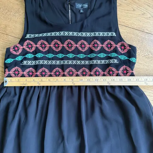Love Reign Embroidered Babydoll Dress SZ S Black Boho Party Dress Sundress Summer LBD Knee