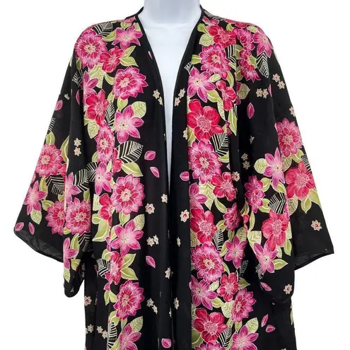 Oscar de la Renta Vintage Floral Kimono Satin Robe