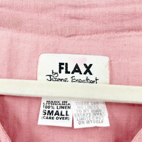 Flax Womens Boho Beachy Lagenlook Button Front 100% Linen Shirt Blouse Size S - Image 2