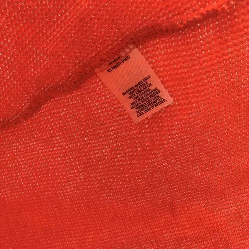 Route 66 Orange Sparkle Button Henley Long Sleeve Top Cotton Size Medium