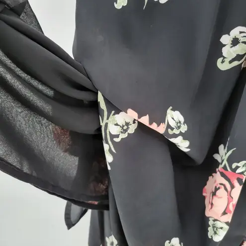 Katherine Barclay Maxi Dress Womens 10 Black Floral Pleated Casual Summer Lined