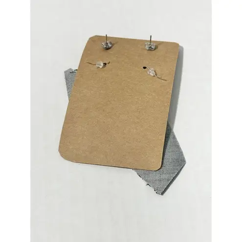 Geometric Vegan Leather Dangle & Crystal Round Earrings Peach & Black 2 Pairs Black