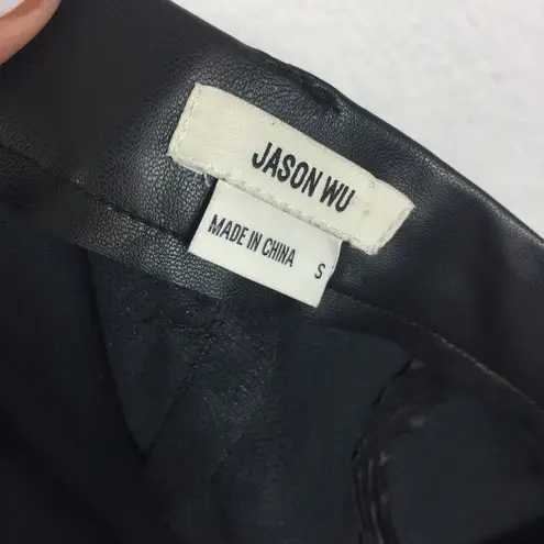 Jason Wu Black Vegan Leather Split Hem Trouser Pants Small