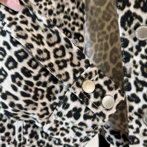 Charter Club Leopard Print Jacket Size Large Animal Print Button Up Y2K Mobwife Layering Boxy