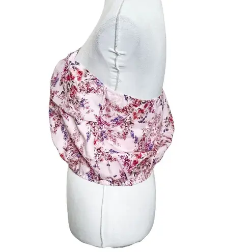 Cami NYC NWT Dedrah Bow Floral Strapless Crop Top Pink Linen Women’s Size Small