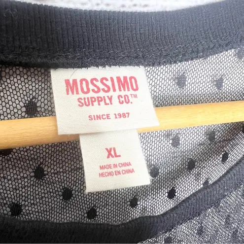 Mossimo Black Sheer Polka Dot Bell Sleeve Flowy Top Size XL