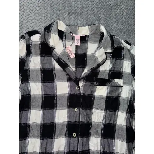Victoria's Secret Victorias‎ Secret Black Plaid Romper Jumpsuit Flannel Pajama Size M NWT