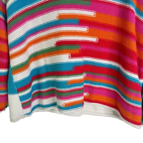 Zaket & Plover 100% Cotton Multicolor Striped Knit Sweater Colorful Small Pink