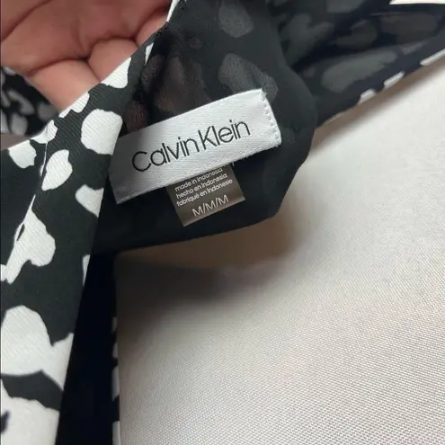 Calvin Klein  Black & White Leopard Print Cami Tank Top M