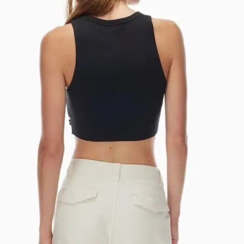 Aritzia TNA Cropped Raw Hem‎ Tank Top  in Black Loungewear Casual Gym Basic XL