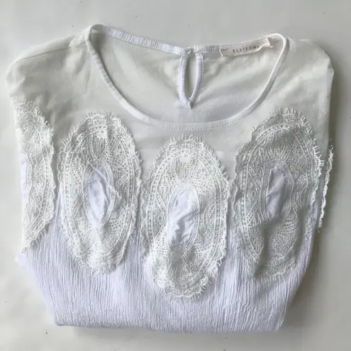 Ellison White Top Crochet Swimsuit Cover Up Large