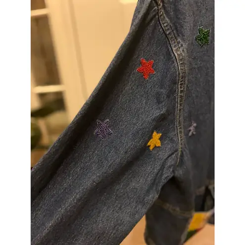 Tantrum Blues denim jacket with beading and beaded stars L Size M