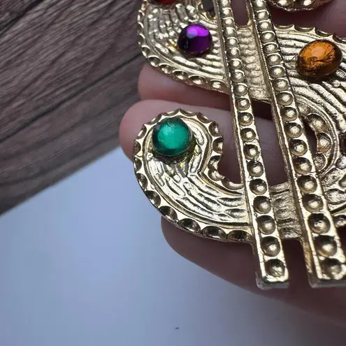 Large Money Dollar Sign Brooch Pin Gold Tone Multi Color