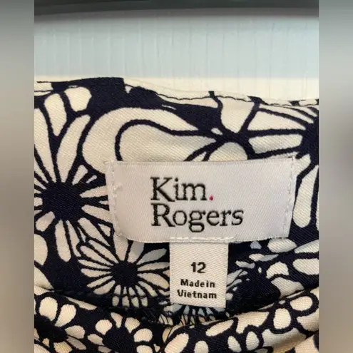 kim rogers Navy Blue Floral Capri Pants