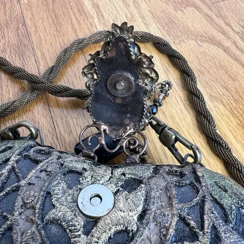 Maya Evangelista Resin Vintage Rhinestone Bead Clutch Handbag purse crossbody Black