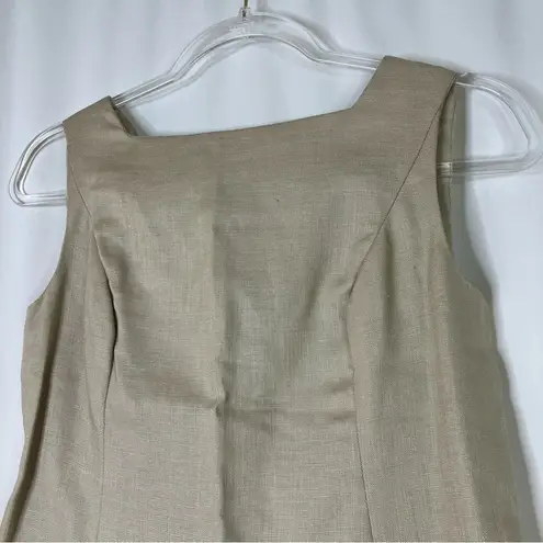 Handmade | Tan Mini Shift Dress Crochet Lace Hem Womens Small