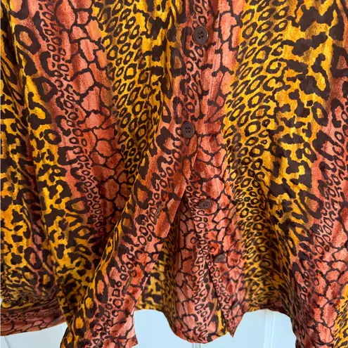 Escada silk leopard button front oversized blouse size 34 (XS). Orange