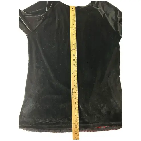 Sundance Enchantress Black Velvet Red Embroidered Lace Overlay Top Size M
