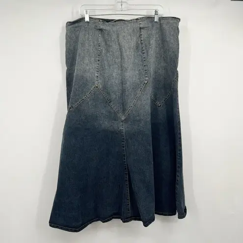 VTG Y2K Long Blue Denim Western Skirt Modest Boho Festival Hippie Plus Size 20W