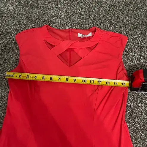 London Style Collection coral sleeveless Cutout Neck Knee-Length dress 4