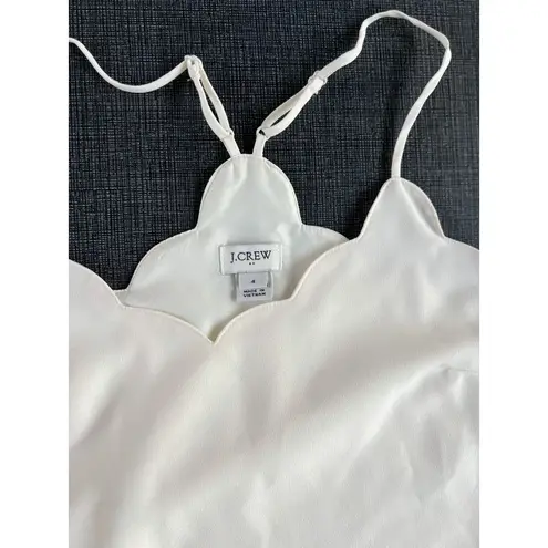 J Crew Womens 4 Scallop Crepe Cami Lined Tank Top Ivory White Adjustable Straps