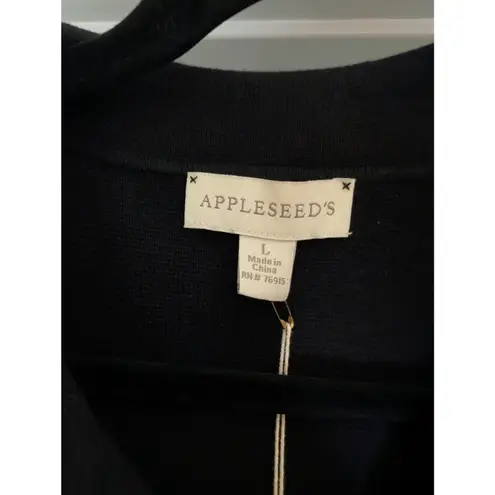 Appleseed’s Black Contrast Trim Cardigan L Button Front Cotton Nylon Sweater Size L