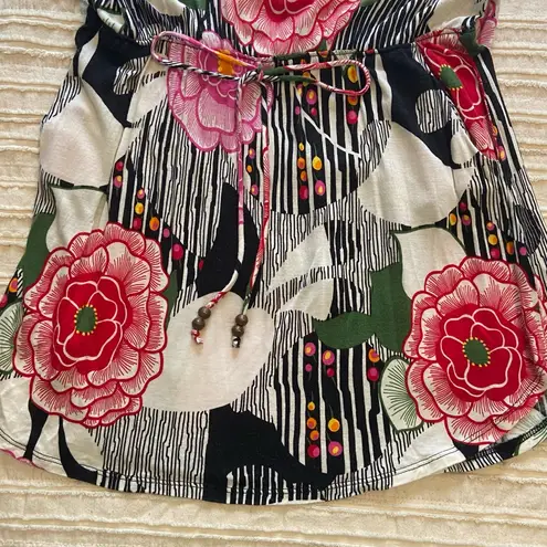 Solemio Vintage Floral Mixed Print Strappy Mini Dress with Pockets Medium M Vtg