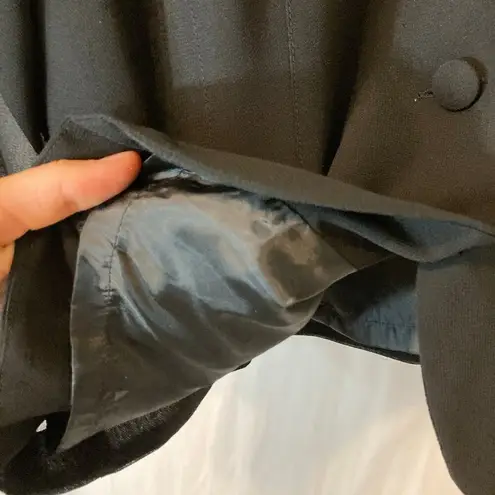 Vintage Plaza South Black Ruffle Embroidered Two Piece Blazer Skirt Set Suit Size 10