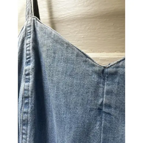 90s moda international Cotton Sleeveless Sweetheart Strappy Denim Romper Size 12 Blue