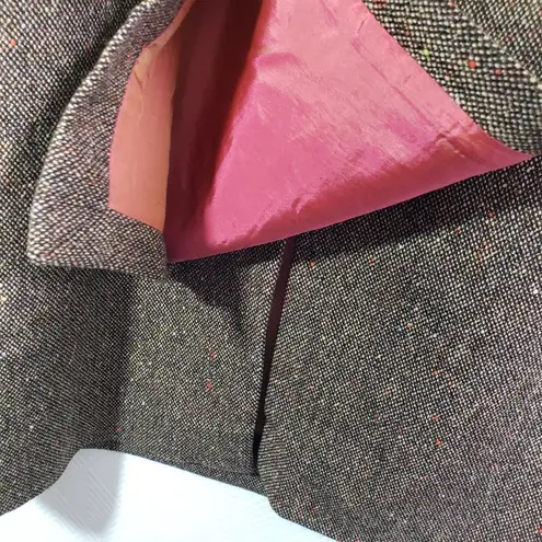 Vintage KENZO JUNGLE Size 8 Brown, Pink Tweed Wool Blend Embroidered Skirt Brown