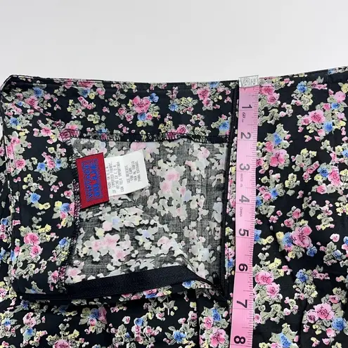 Vintage Blue skirt size 3 dark floral mini skirt black pink blue green yellow