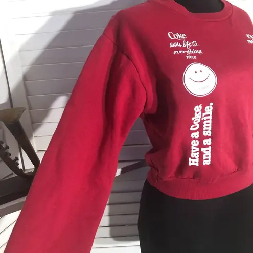 Coca-Cola cropped sweatshirt cotton red white logo long sleeves Y2K retro Sz M
