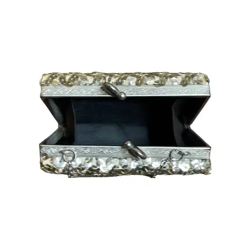 50s Vintage Silver Sequin Square Micro Purse