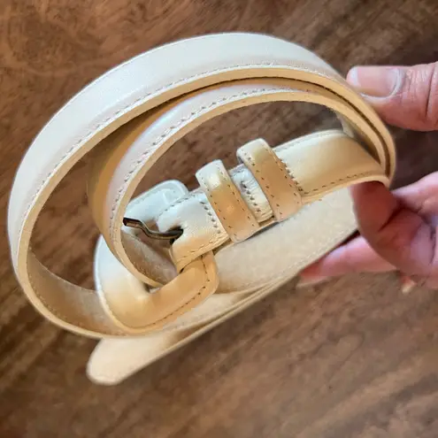 Vintage Accessories by Pearl Womens L Leather Belt Cream Made in USA Career Chic Size L