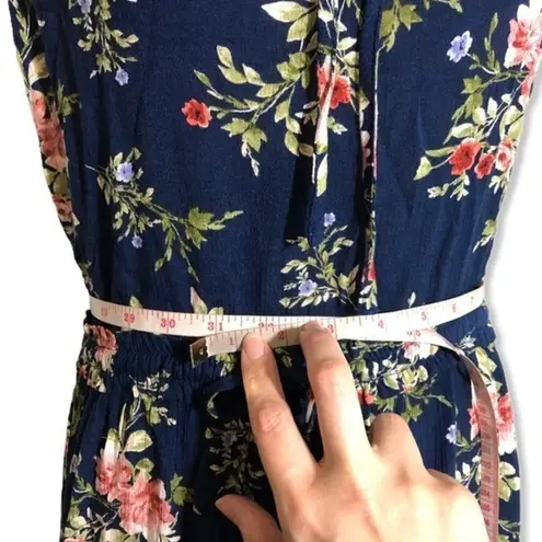 Xhilaration NWOT Navy Blue Floral Tie Neck Sleeveless Dress