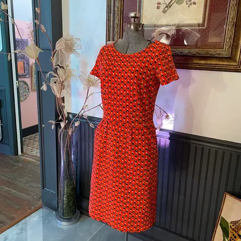 Boden Phoebe Orange Popsicle Tulip Print Cotton Dress w Pockets