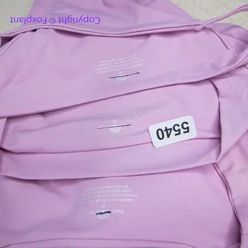 New! Set! Toast Swim crop surf bikini top High Waist, String Bikini Bottom, M Pink Size M