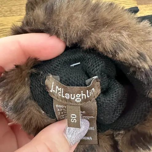 J. McLaughlin Clara Glove Cashmere Lambswool One Size Black Fur Cuff Knit NWT - Image 3