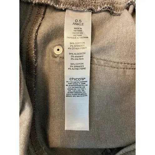 Chico's  0.5 Perfect Stretch Pull On Girlfriend Slim Leg Ankle Gray Women Size S 6