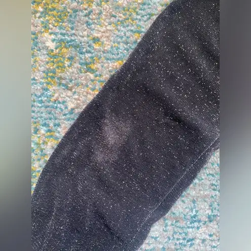 Vintage 90s Long Elegant Legs black sparkle zip front mock neck top, size medium